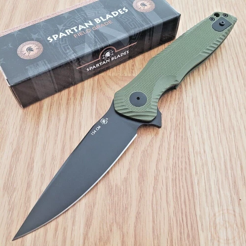Spartan Blades POROS Folding Knife 3.75 TiNi Coated 154CM Steel Blade G10 Handle