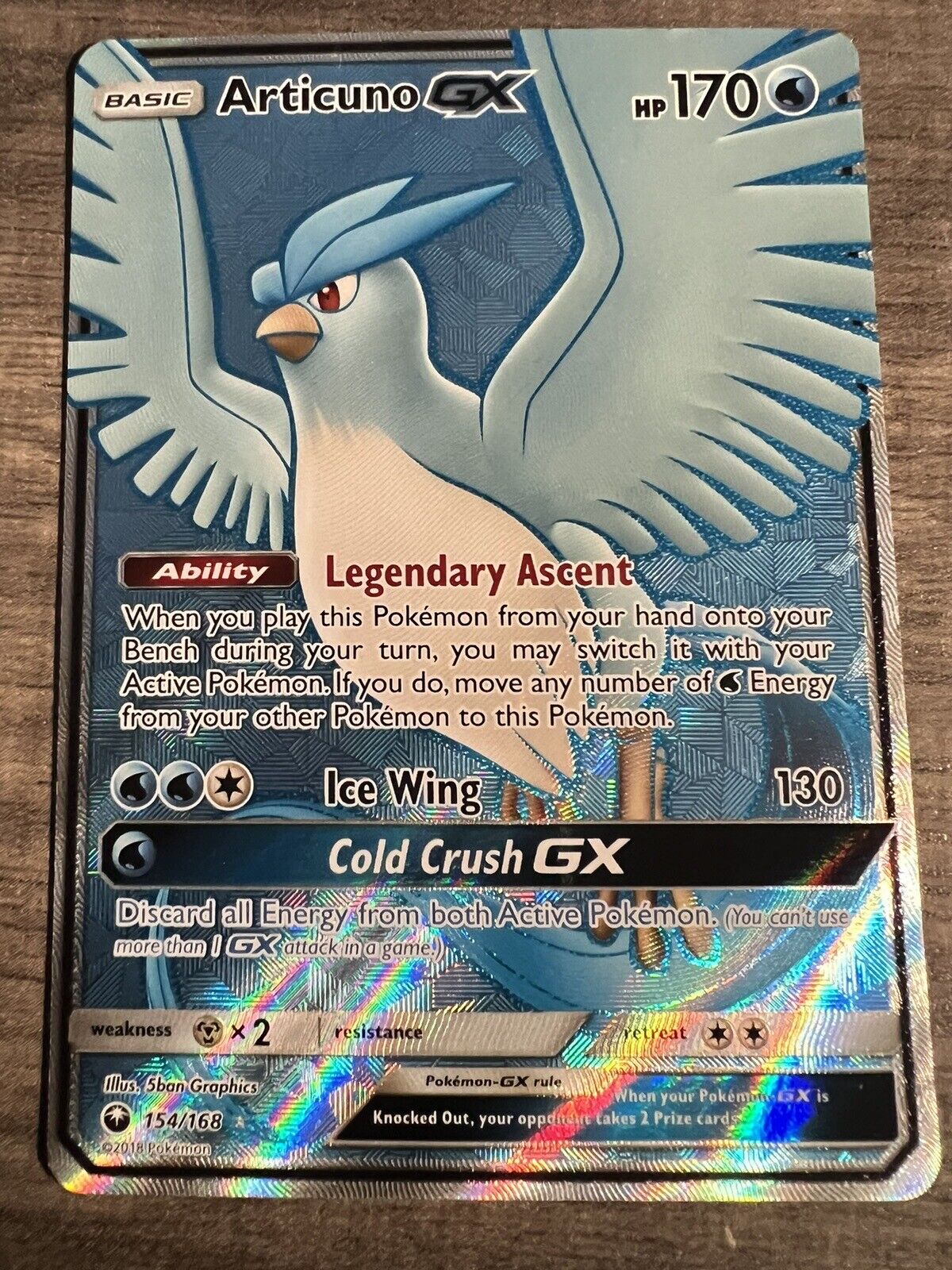 Articuno GX 154/168 HP170 - Gold Foil 🔥Fan Art 🔥Pokemon Card N/M