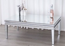 Mirrored Coffee Table with Crystal Detail Living Room Furniture