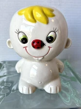 Vintage Toscany Coin Bank, Child with a Ladybug on its Nose, Made In Japan
