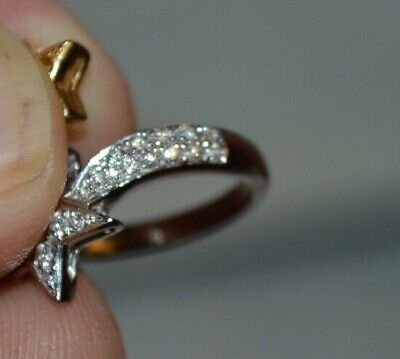 JYE's 18K Two Tone Gold and Diamond Bypass Star Ring Size JYE's 18K Two Tone Gold and Diamond Bypass Star Ring Size