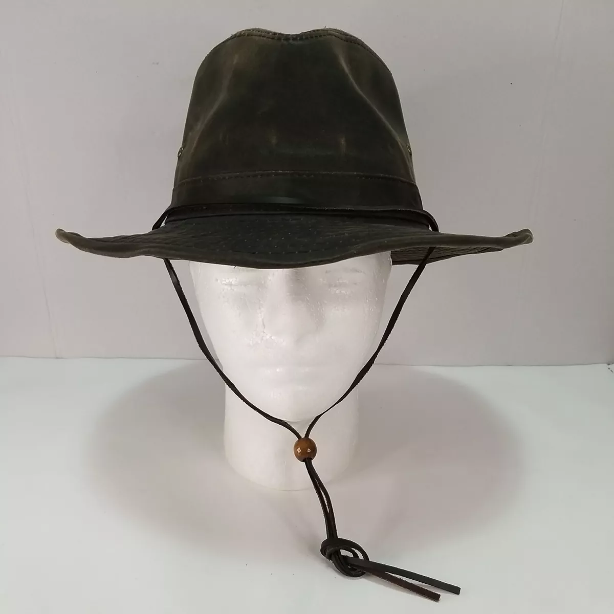 Dorfman Pacific Weathered Outback Hat with Chin Cord size Large Brown