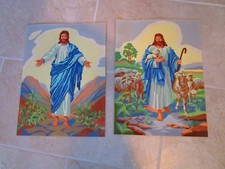 Paint by Number Paintings - set of 2 - Vintage Art - Jesus Scenes