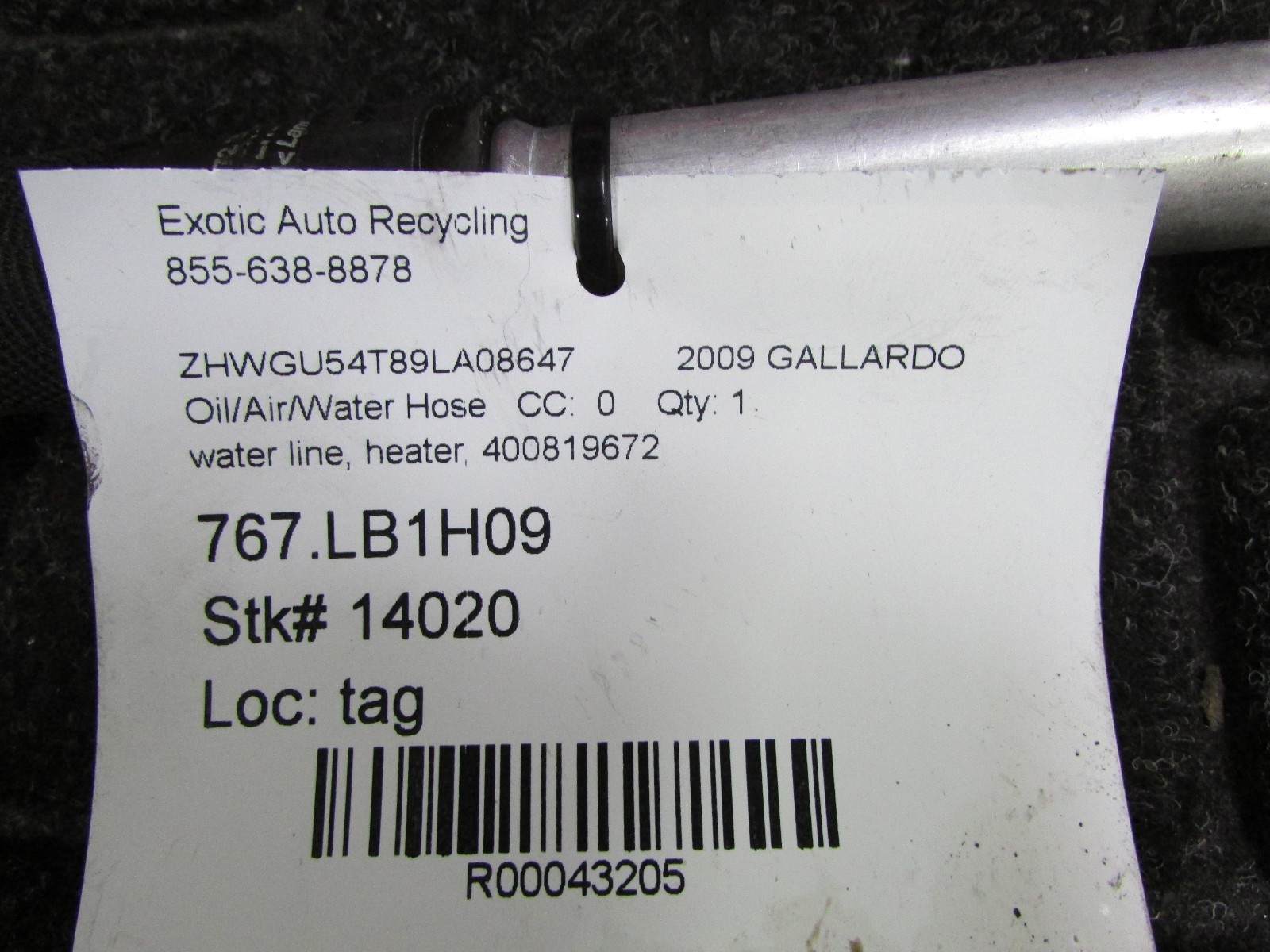 Lamborghini Gallardo LP550, 560, 570, Water Line, Heating Hose, Used, 400819672