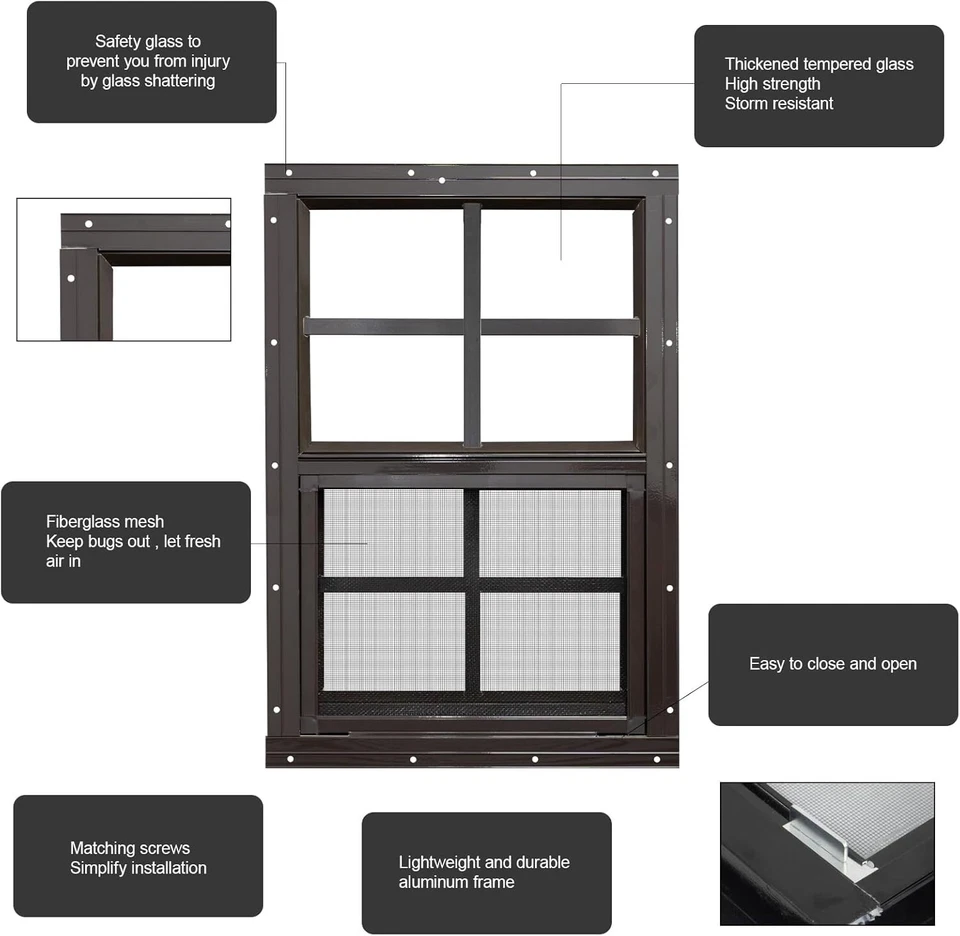 Janelas de vidro temperado pacote com 2 - Ideal para galpões, galpões e playhouses - Imagem 4 de 4