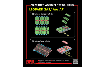 Ryefield Model 1/35 3D Printed Workable Track Link FOR LEOPARD 2A5/A6/A7 RM2022