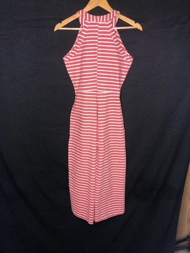 Women's Striped Halter Neck Sleeveless Tie Waist Wide Leg Jumpsuit - Size S - Picture 2 of 4