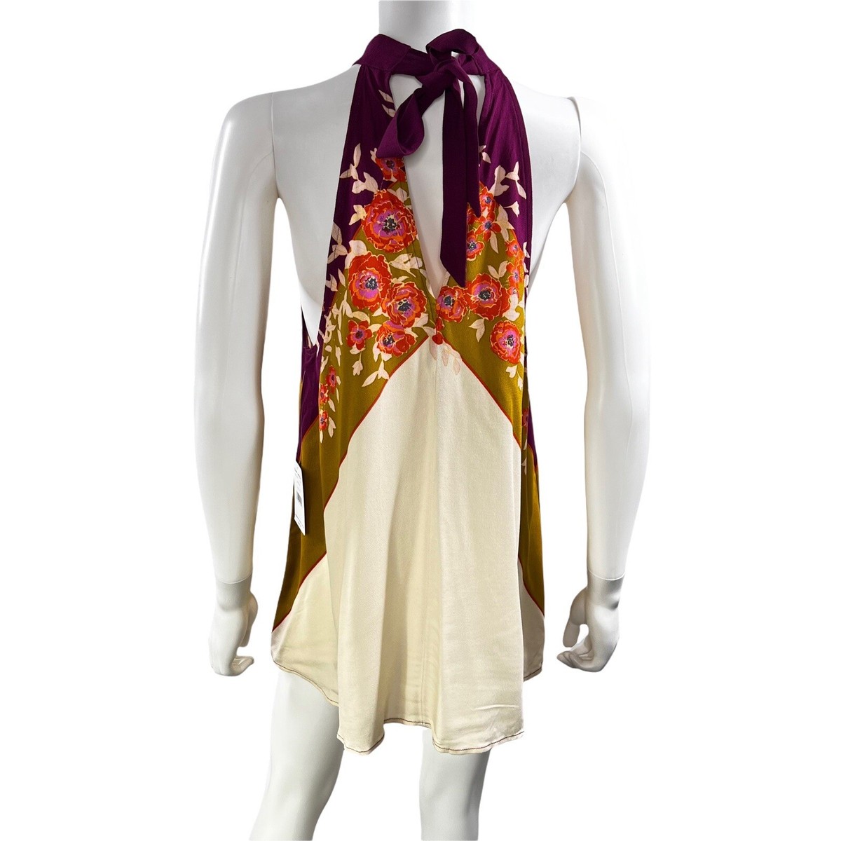 Free People Tunic Beat of my Heart Keyhole Top Dress Purple Floral