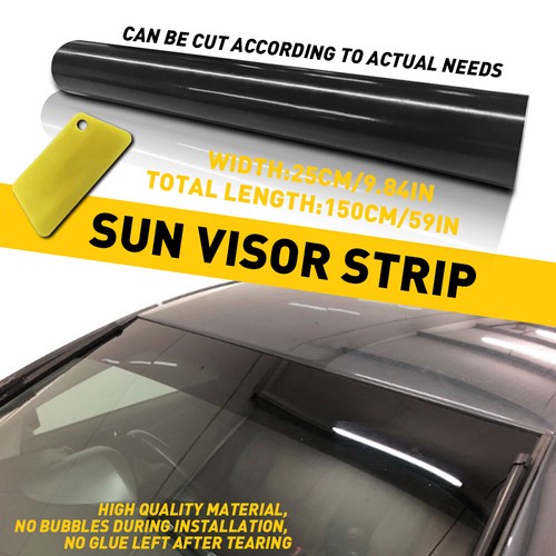 Sun Strip Visor Premium Vinyl Decal Windshield Banner Cast Film PVC Black 60x10 - Picture 14 of 16