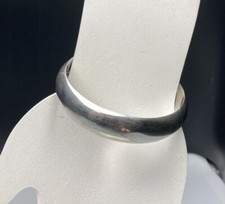 Bangle Bracelet Sterling Silver 925 14mm Smooth Size 7.25in W Safety Chain 17g