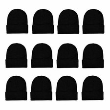 60pack Wholesale Solid Black Warm Cozy Winter Knit Ski Cap Beanies Skull Hat Lot
