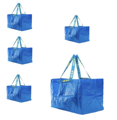 FRAKTA IKEA (5er Pack) Tasche Tüte Bag Shopper groß, blau, 55x37x35 cm/ 71 l