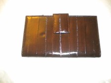 NEW GENUINE EEL SKIN LADIES WALLET LONG BROWN COLOR WITH A CHANGE PURSE