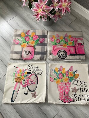 TULPENDESIGN 4ER-PACK KISSENBEZÜGE..FRÜHLING/SOMMER DESIGN..BRANDNEU. GRÖSSE 45 x 45