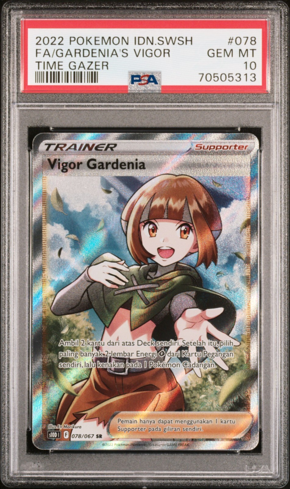 PSA 10 Gardenia's Vigor 078/067 Time Gazer Pokemon Card Indonesian Gem Mint