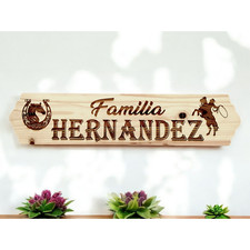 Personalized Laser Engraved Wood Sign 26.6" W Customized. Add Last Name