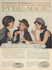 1963 Max Factor Pure Magic Compact Makeup vintage Print Ad 60's Advertisement