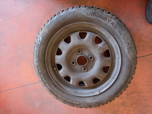 Nr. 4 Rad Eisen Opel 4 Löcher - 14 " Verwendet + Bereifung P7-T10A - Bild 6 von 12