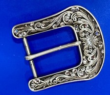 Jeweled Ariat Signed Large Ranger Style Replacement Silver Tone Belt Buckle