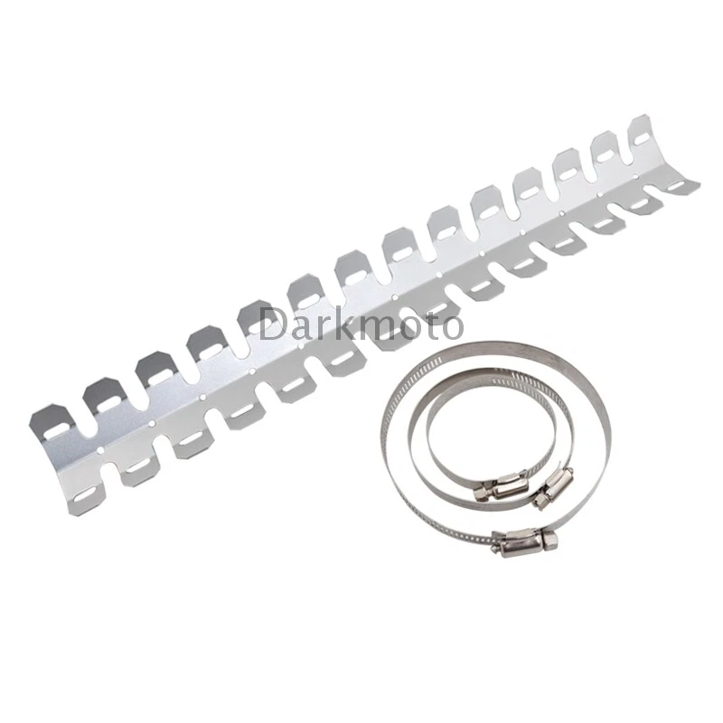 Silver Exhaust Muffler Pipe Leg Protector Heat Shield Cover Fits For Dirt Bike - Imagem 2 de 4
