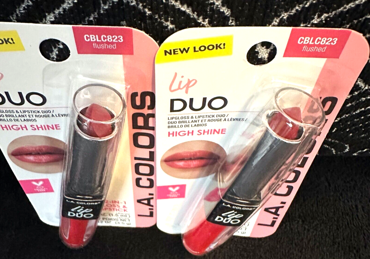 🌺2pk LA COLORS LIP DUO FLUSHED RED CBLC823 CANDY SCENT LIPSTICK