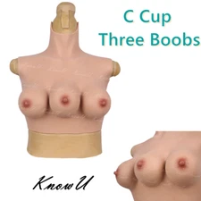 Three Boobs Silicone Breast Plate Transgender Crossdresser Suit C Cup Cosplay