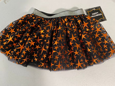 Halloween Black with Orange Stars Tutu Skirt Infant  Toddler Size 24M