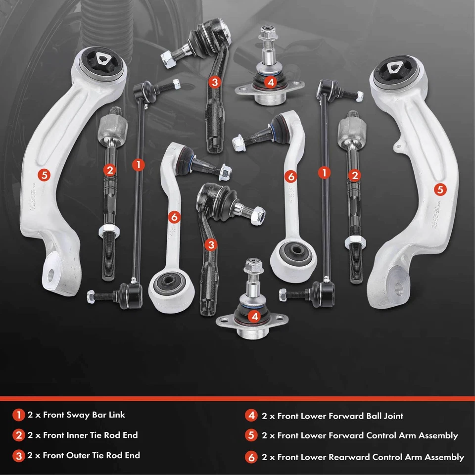 12x Brazo de control delantero Barra estabilizadora Extremo de barra de amarre para BMW E60 F10 525xi 2006-2007 Foto 2 de 4