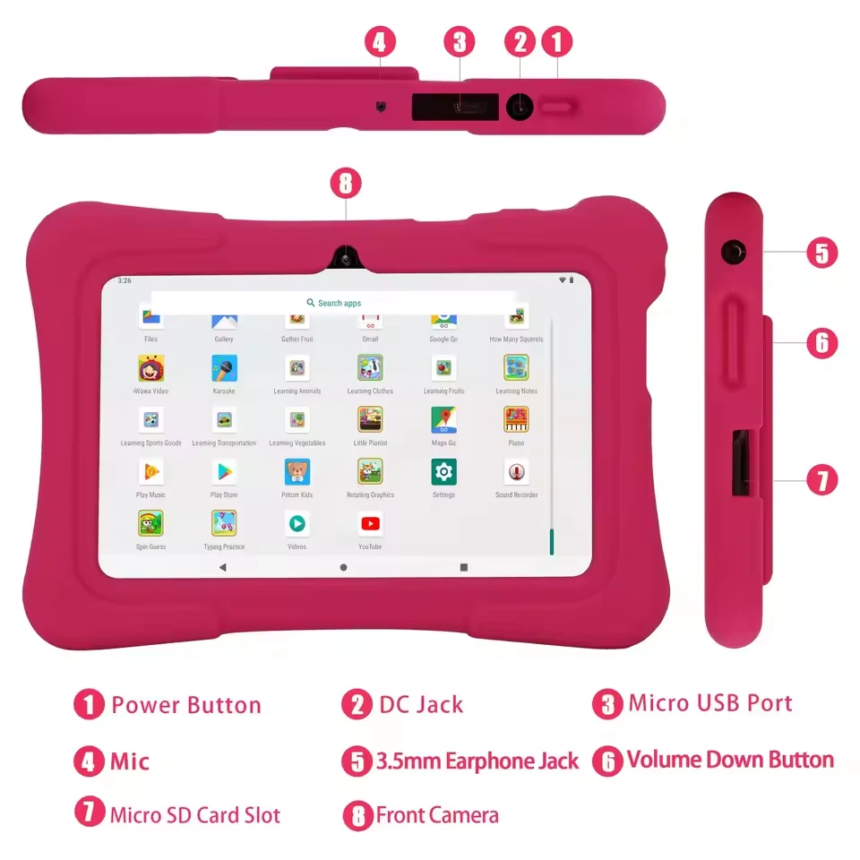 7-inch Android Tablets 32GB WiFi Bluetooth Educational Software for Kids-Pink - Image 3 of 4