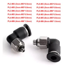 Elbow Pneumatic Quick Connector Push In Fitting M3-M6 Male Thread to 3-6mm Tube