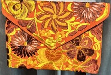 Orange Full Floral Embroidered Flowers Boho Clutch Handbag Purse Bag Crossbody