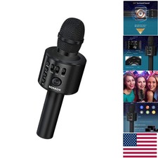 Compact Wireless Karaoke Microphone with Bluetooth USB - Perfect for All Ages