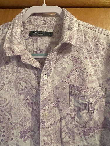 Ralph Lauren Schlafhemd Kleid rosa blau lila Paisley Baumwollmischung Größe Large