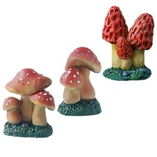 3 Pcs Mushroom Garden Ornaments Figurines for Diy Resin Decoration