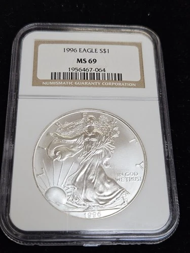 1996 American Silver Eagle 1oz .999 Silver- NGC MS69 Classic Brown Label