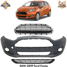 Front Bumper Cover Fascia & Grille Assembly Kit for 2014-2019 Ford Fiesta