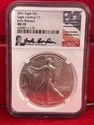 2021 $1 AMERICAN SILVER EAGLE LANDING T2 NGC MS70 EARLY RELEASES  FLAG LABLE