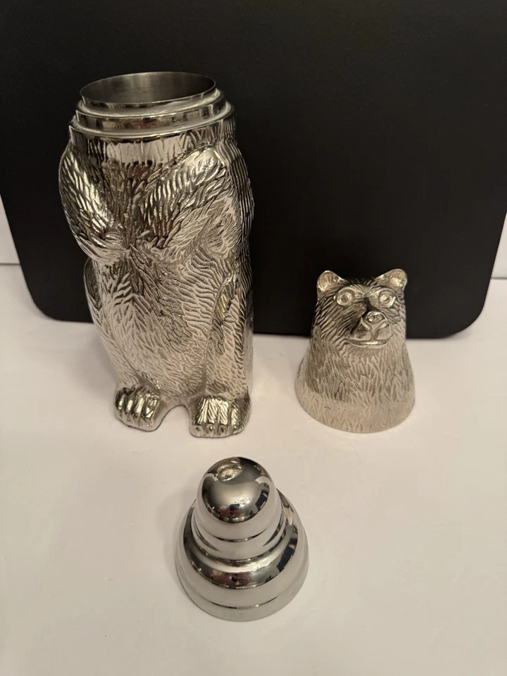 独特 POTTERY BARN BEAR 金属马丁尼 COCKTAIL SHAKER 套装! 顶级品质小屋 — 第 4/4 张图片