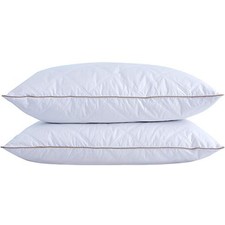 Goose Feathers and Down Pillow with Diamond Standard Pack of 2 Classic White