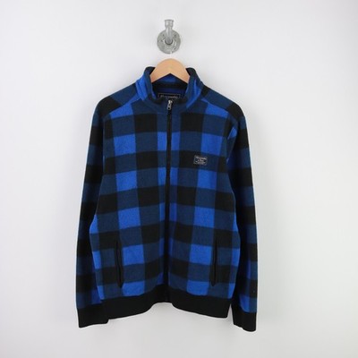 Abercrombie & Fitch Fleecejacke Größe L Logo bestickt blau schwarz