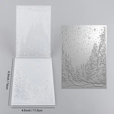 3D Embossing Folder for Card Making Tree On Snowy Day Plastic Texture Fades