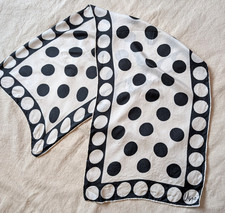 VTG Vera Neumann Polka Dot Art Deco Rayon Silk Scarf Japan Black White Mod Gogo