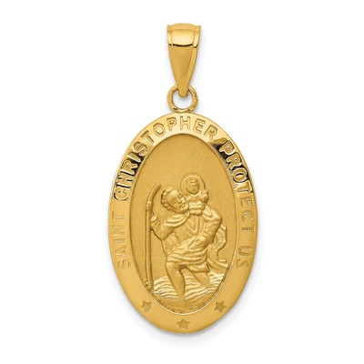 10k Gold Saint Christopher Medal Pendant for Travel Protection Religious Charm