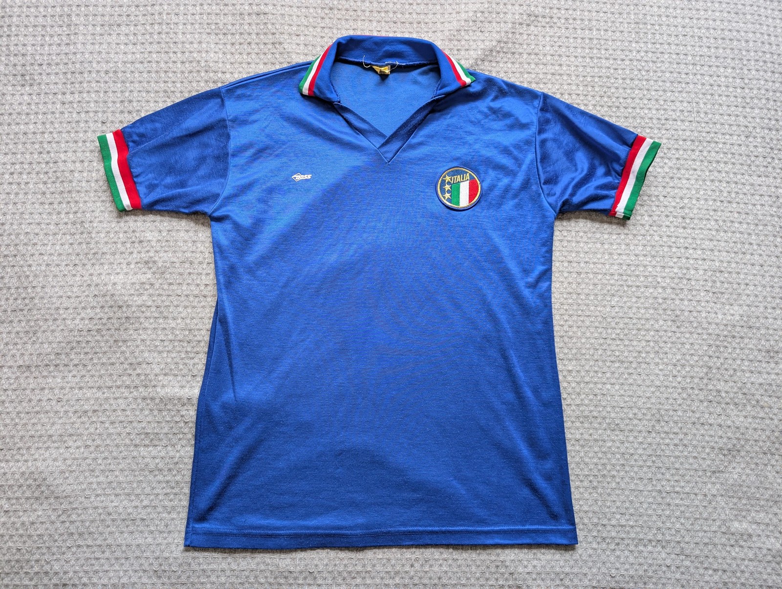 Vintage Italy National Team Jersey Mens XL Blue Soccer Doss Made USA 70s
