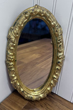 Vintage Italian Florentia Wood Gold Ornate Oval Mirror Small