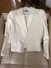 Ann Taylor Ivory Linen Blazer Size 6P Petite Pre-Owned Excellent