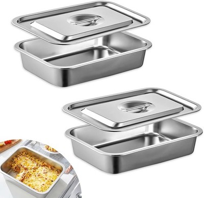 2 Packs 12.5'' x 8.66''/32 x 22 CM Stainless Steel Baking Pans, Deep Lasagna Pan