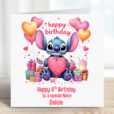 Personalised Stitch Birthday Card Lilo & Stitch Niece Granddaughter Daughter Sis