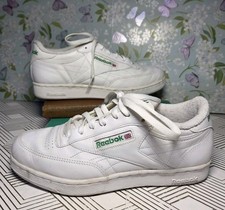 80s Reebok Classic Club C 85 Vintage Tennis Shoes White  Green colorway US M 9