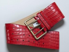 new POLO x RALPH LAUREN womens belt XXS crocodile CORSET wide 24 leather